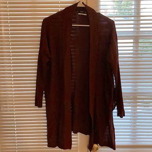 Merino wool knit cardigan from Mango maroon color